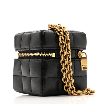 Saint Laurent Lambskin Cassandre Matelasse Carre Mini Cube On Chain Black 3 of 9