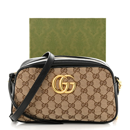 Gucci Monogram Matelasse Diagonal Small GG Marmont Chain Shoulder Bag Beige Black 13 of 13