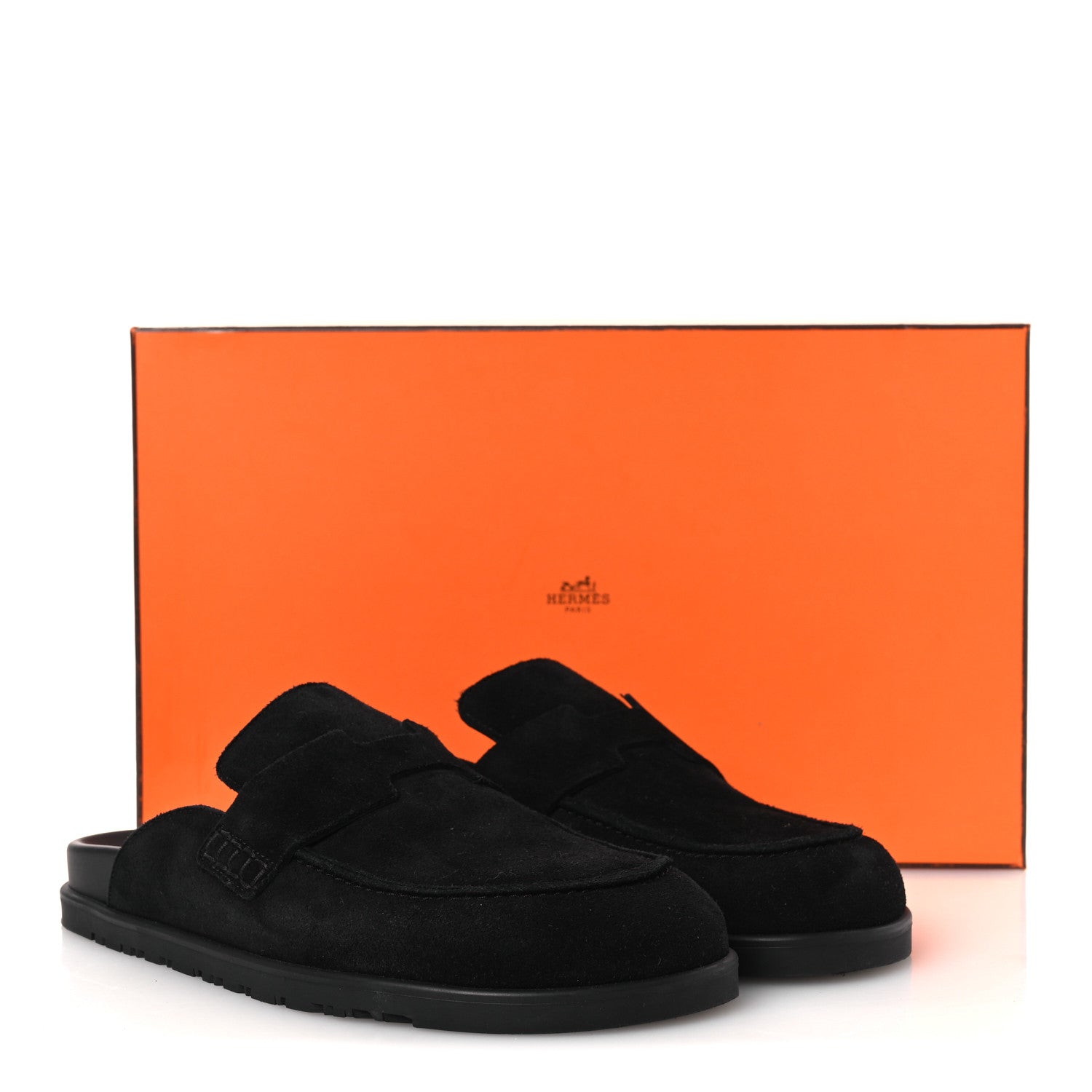 Hermes Suede Calfskin Go Mules 39 Black 11 of 11