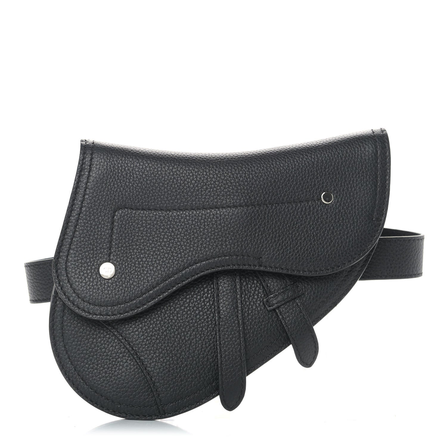 Christian Dior Grained Calfskin Saddle Pouch Belt Bag Black 1 of 9