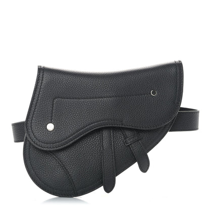 Christian Dior Grained Calfskin Saddle Pouch Belt Bag Black 1 of 9