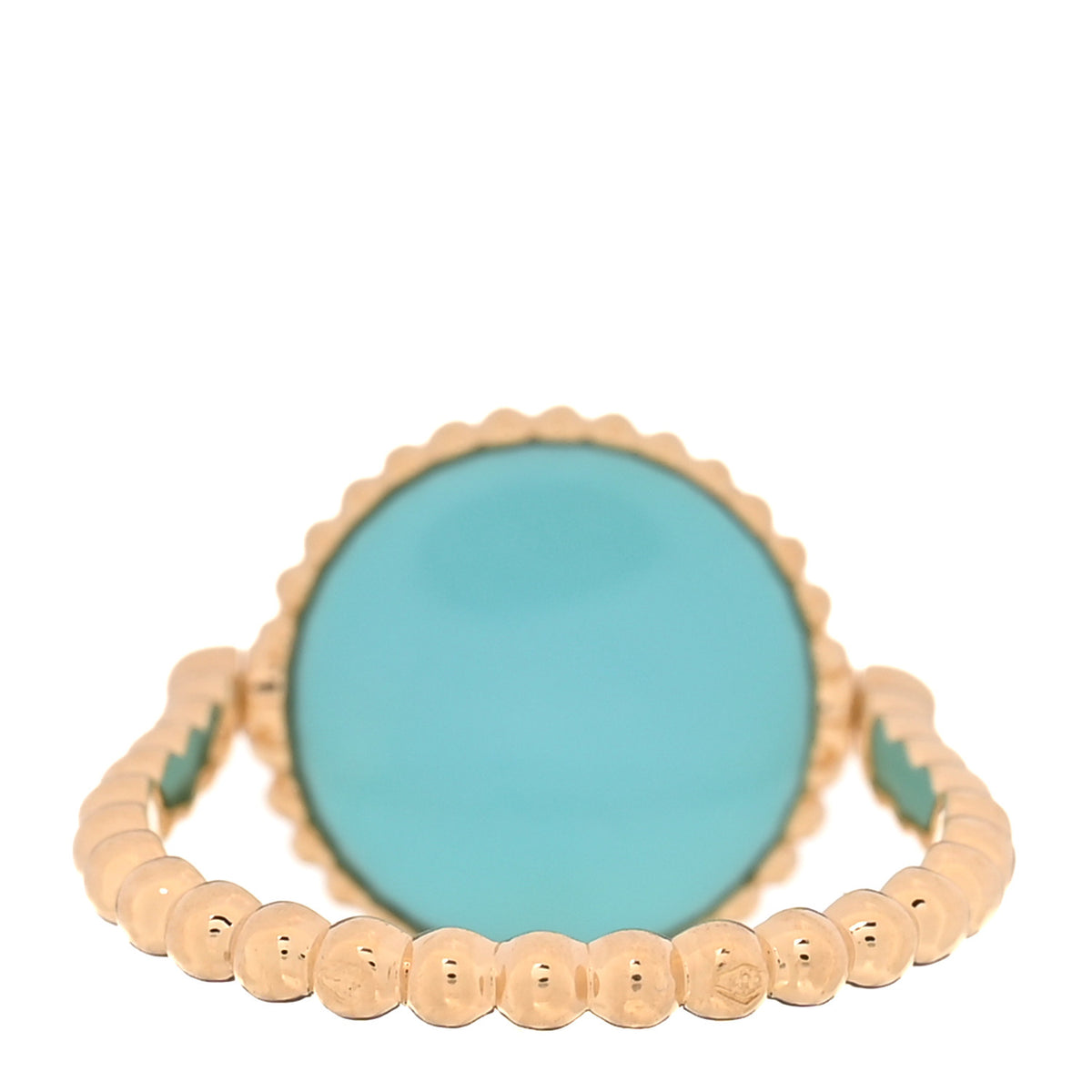 18K Yellow Gold Diamond Turquoise Rose Des Vents Ring 51 5.75