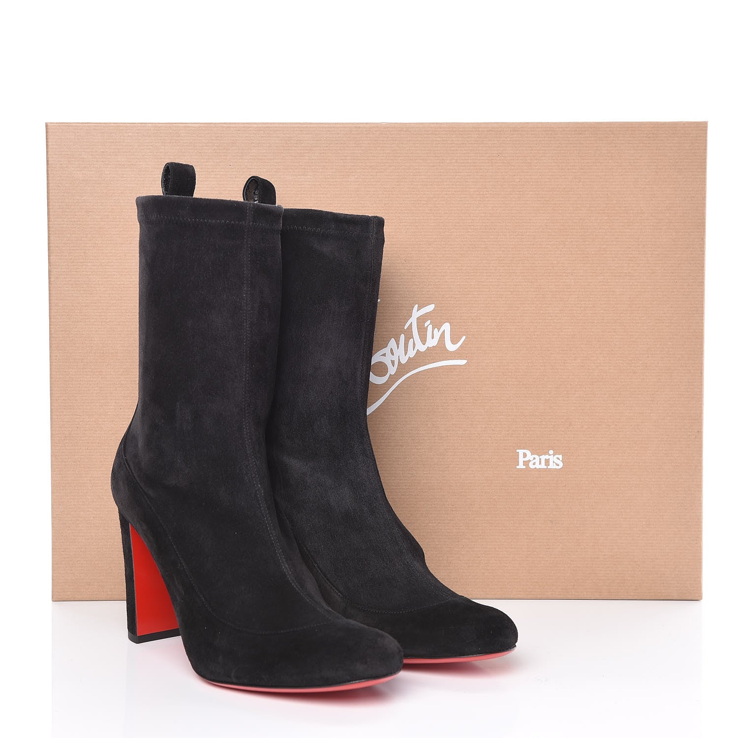 Christian Louboutin Veau Velours Stretch Gena 85 Bootie 39 Black 9 of 9