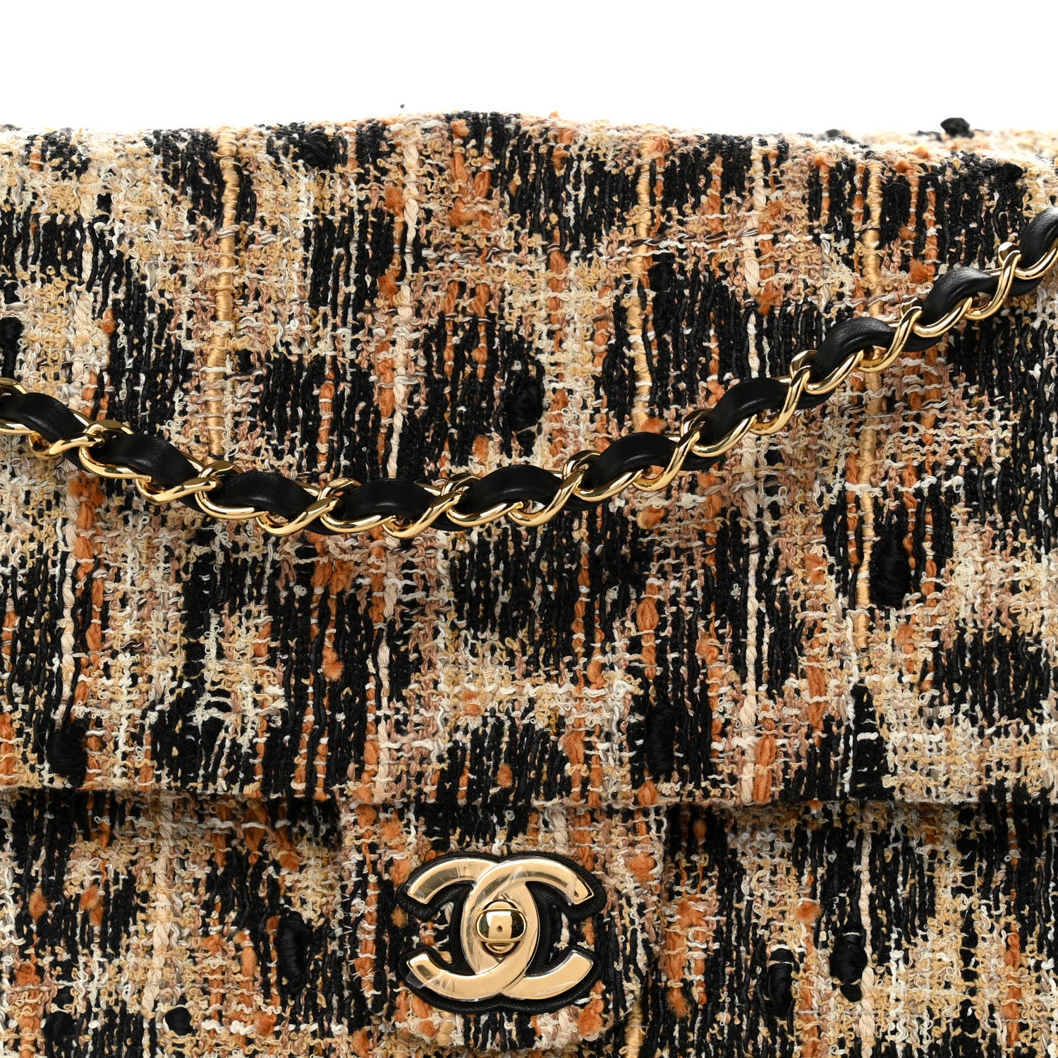 Chanel Tweed Mixed Fibers Leopard Print Souplissimo Maxi Flap Brown Black White 8 of 10