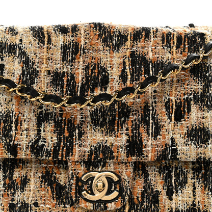Chanel Tweed Mixed Fibers Leopard Print Souplissimo Maxi Flap Brown Black White 8 of 10