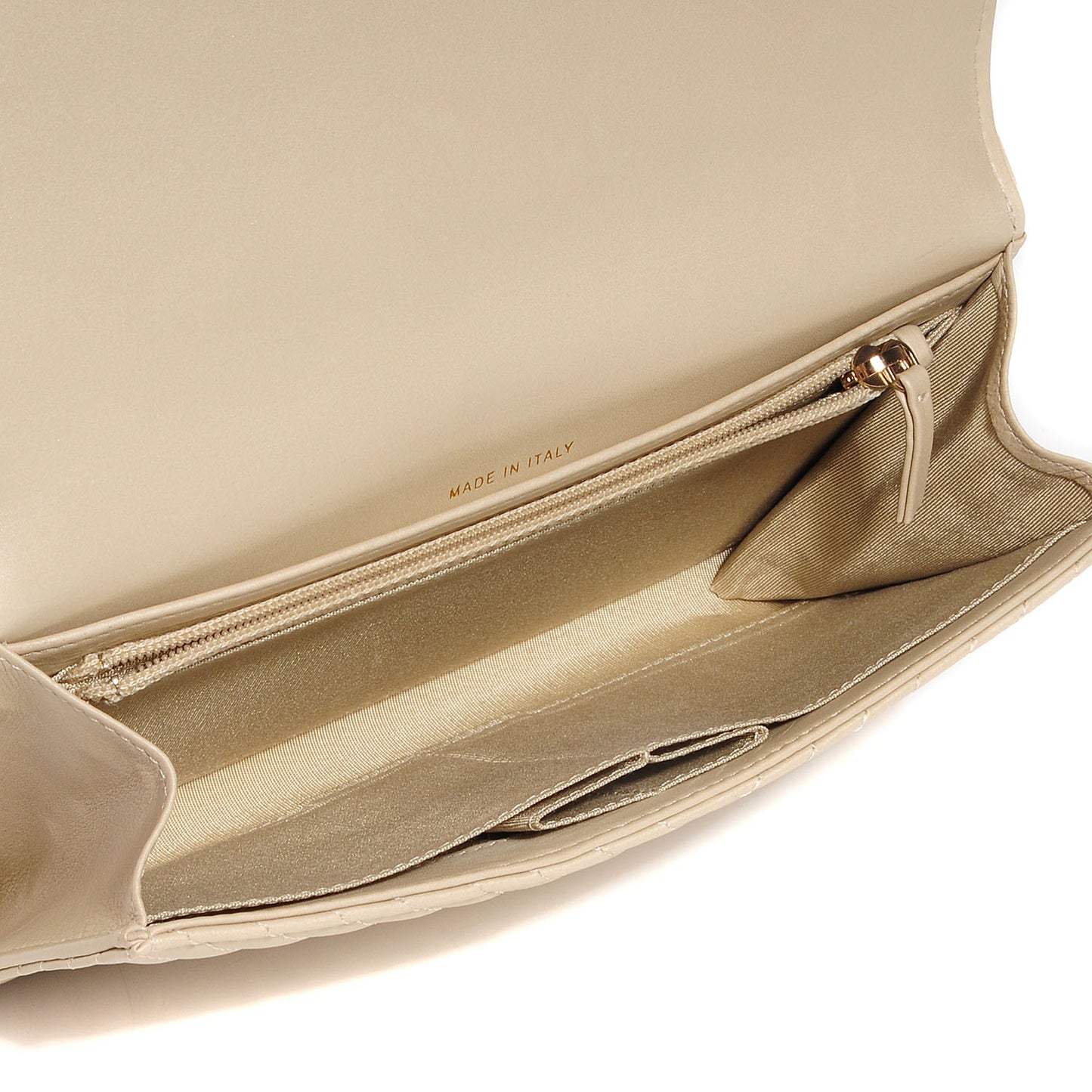 Calfskin Chevron Boy Wallet On Removable Chain WOC Beige Clair