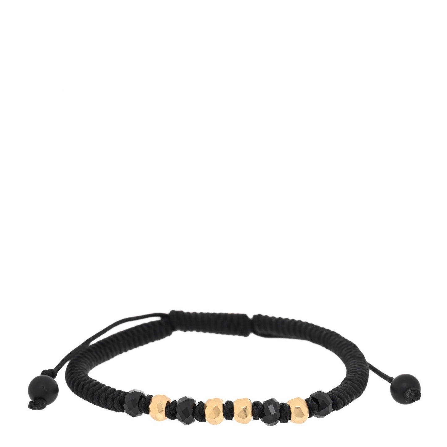 18K Yellow Gold Black Onyx Nylon Fortune Woven Bracelet Black