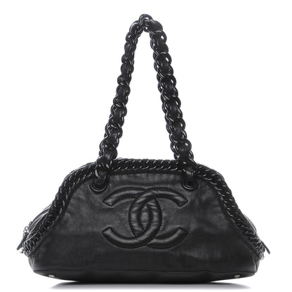 Chanel Calfskin Modern Chain Rhodoid Bowling Bag Black 1 of 8