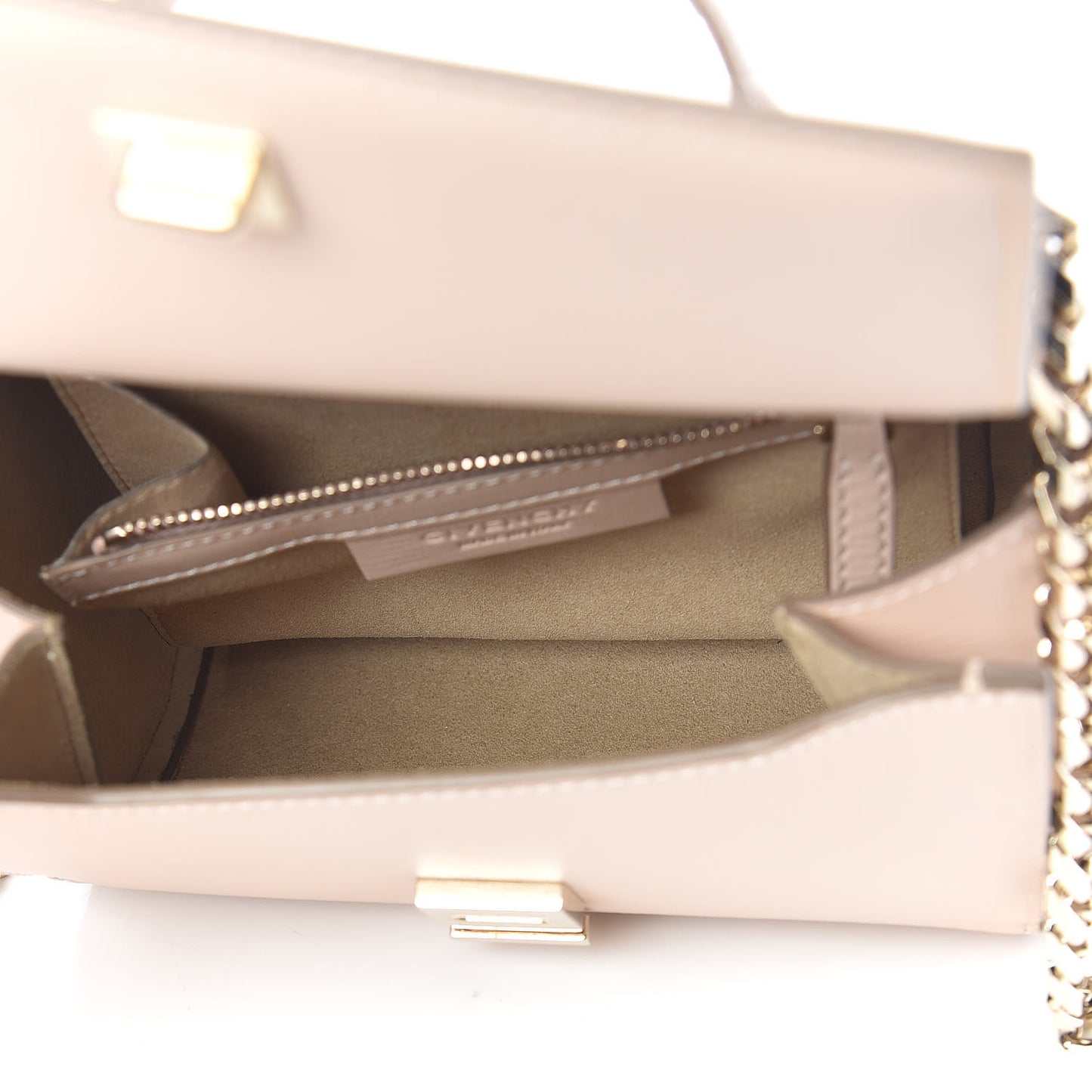 Textured Calfskin Mini Pandora Box Chain Crossbody Bag Nude Pink