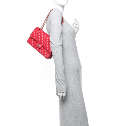 Chanel Lambskin Quilted Medium Double Flap Dark Pink 2 of 11