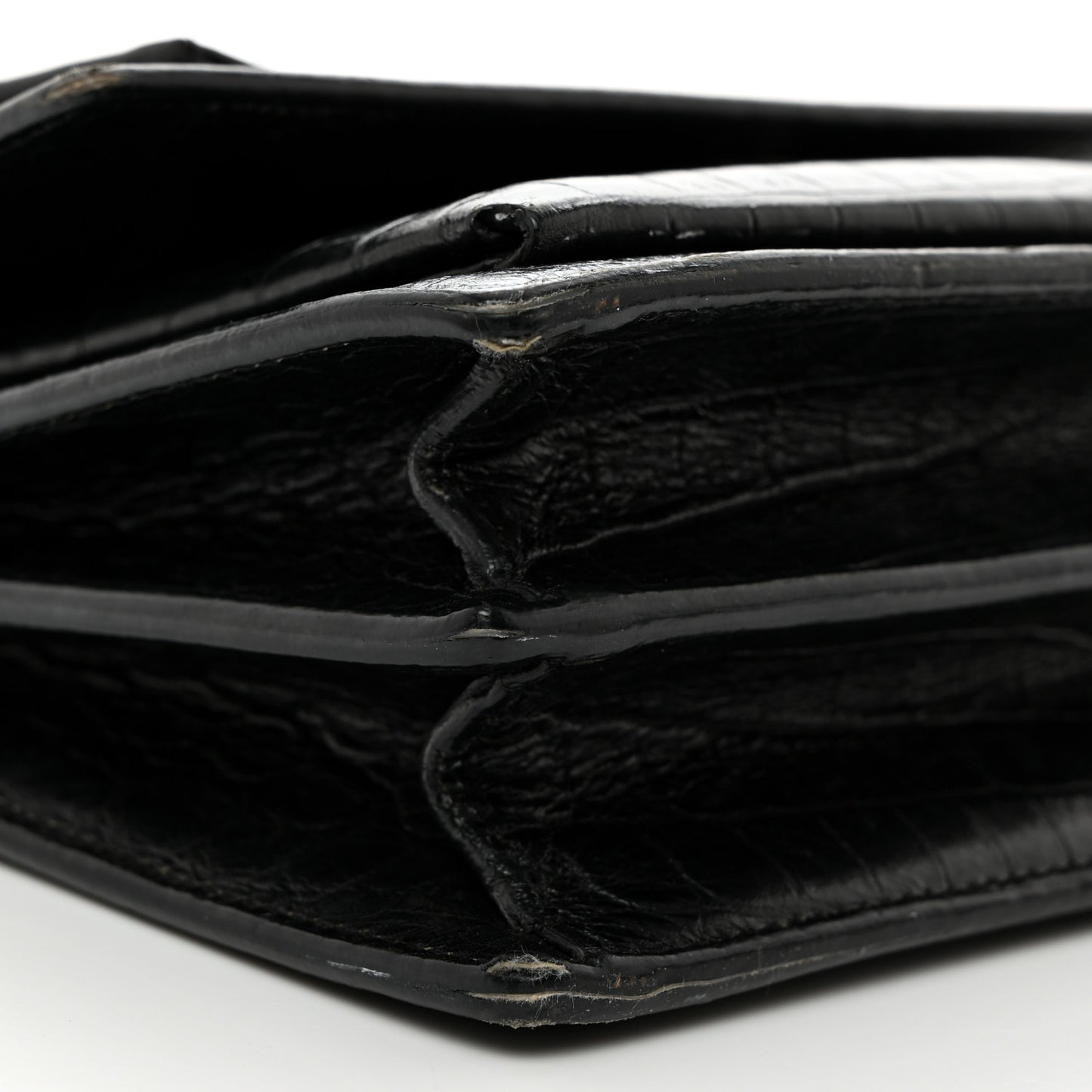 Calfskin Crocodile Embossed Medium Monogram Sunset Black