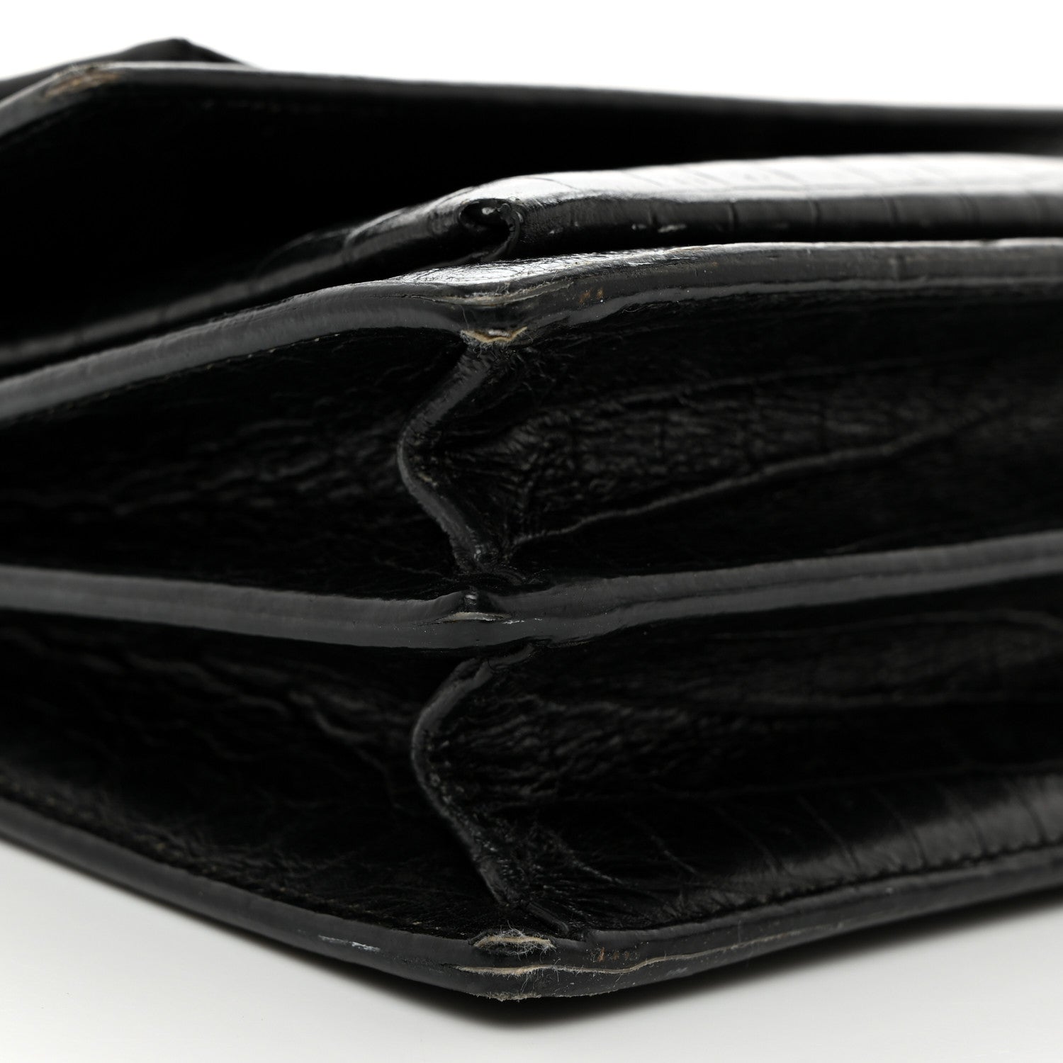 Saint Laurent Calfskin Crocodile Embossed Medium Monogram Sunset Black 10 of 14