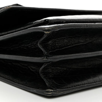 Saint Laurent Calfskin Crocodile Embossed Medium Monogram Sunset Black 10 of 14