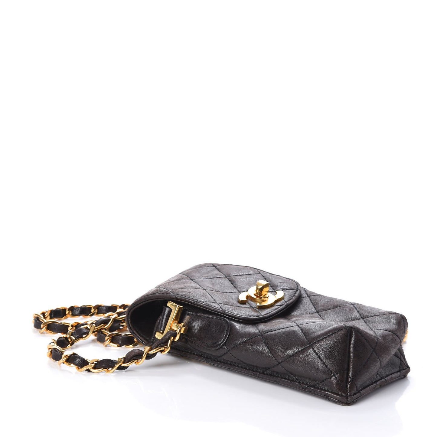 Lambskin Quilted Phone Holder Brown