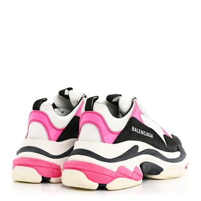 Balenciaga Fabric Mesh Washed Effect Womens Triple S Sneakers 39 Rose Fluo Black White 5 of 9