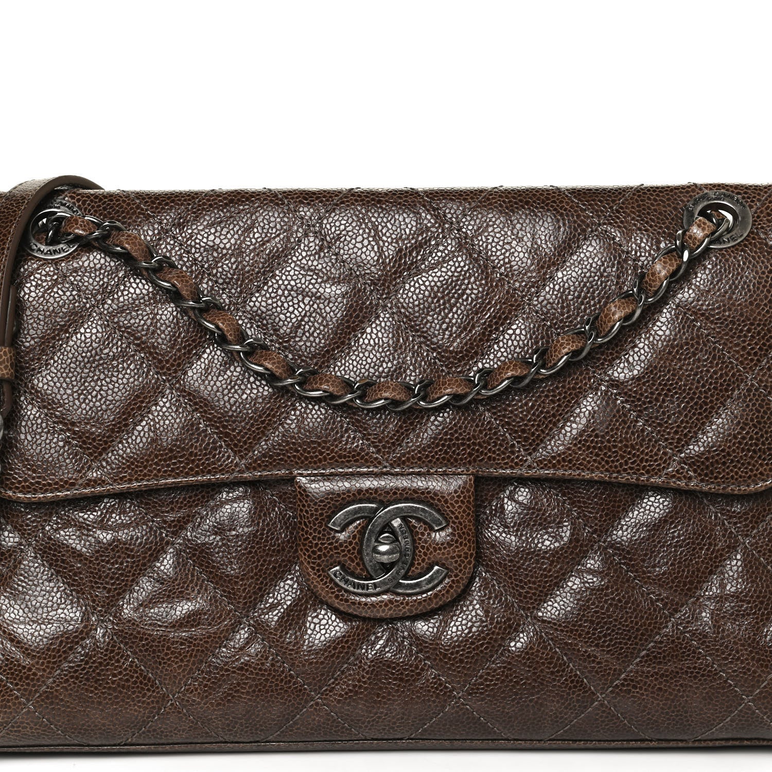 Chanel Crumpled Grained Calfskin Medium CC Crave Flap Brown 8 of 10