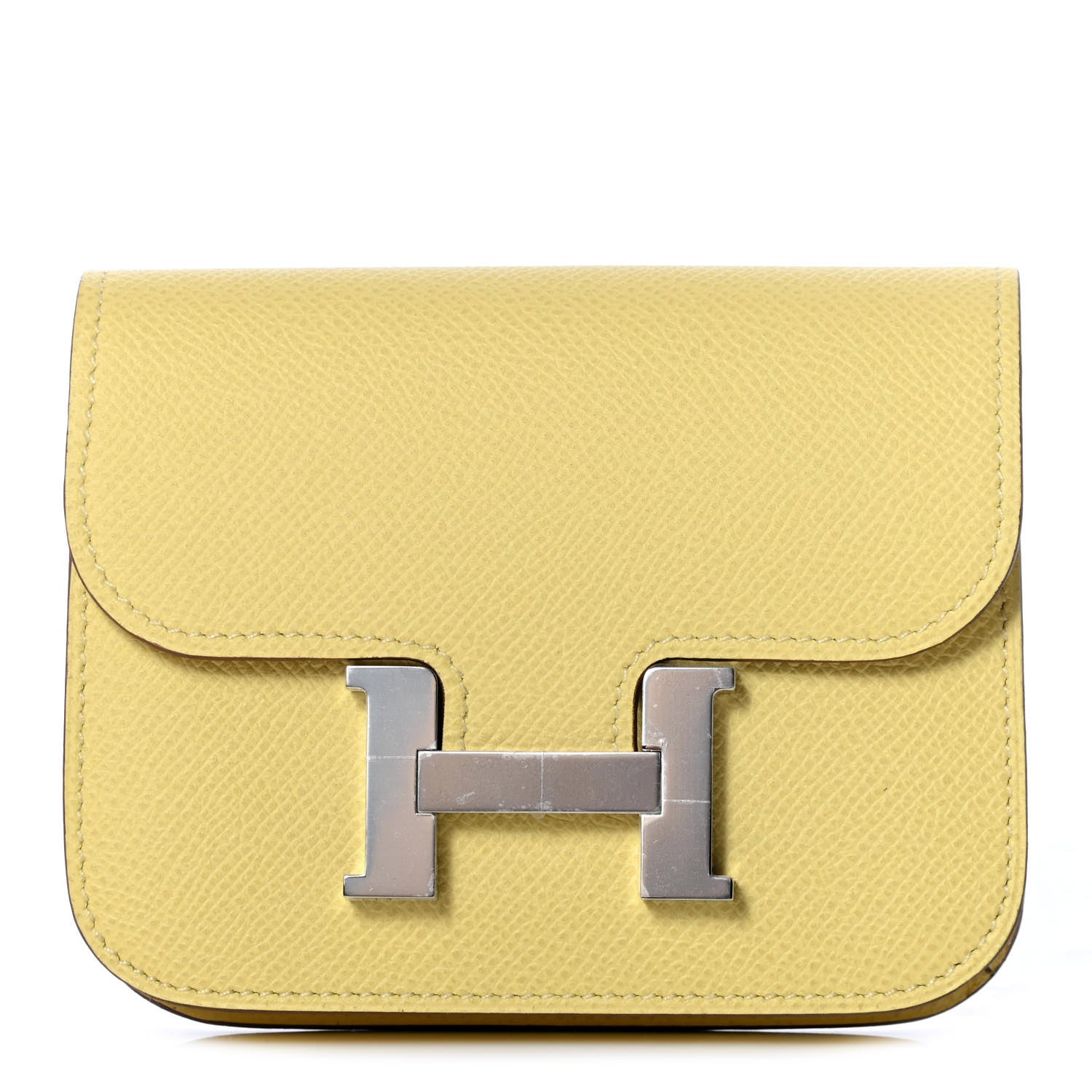 Hermes Epsom Constance Slim Wallet Jaune Poussin 2 of 9