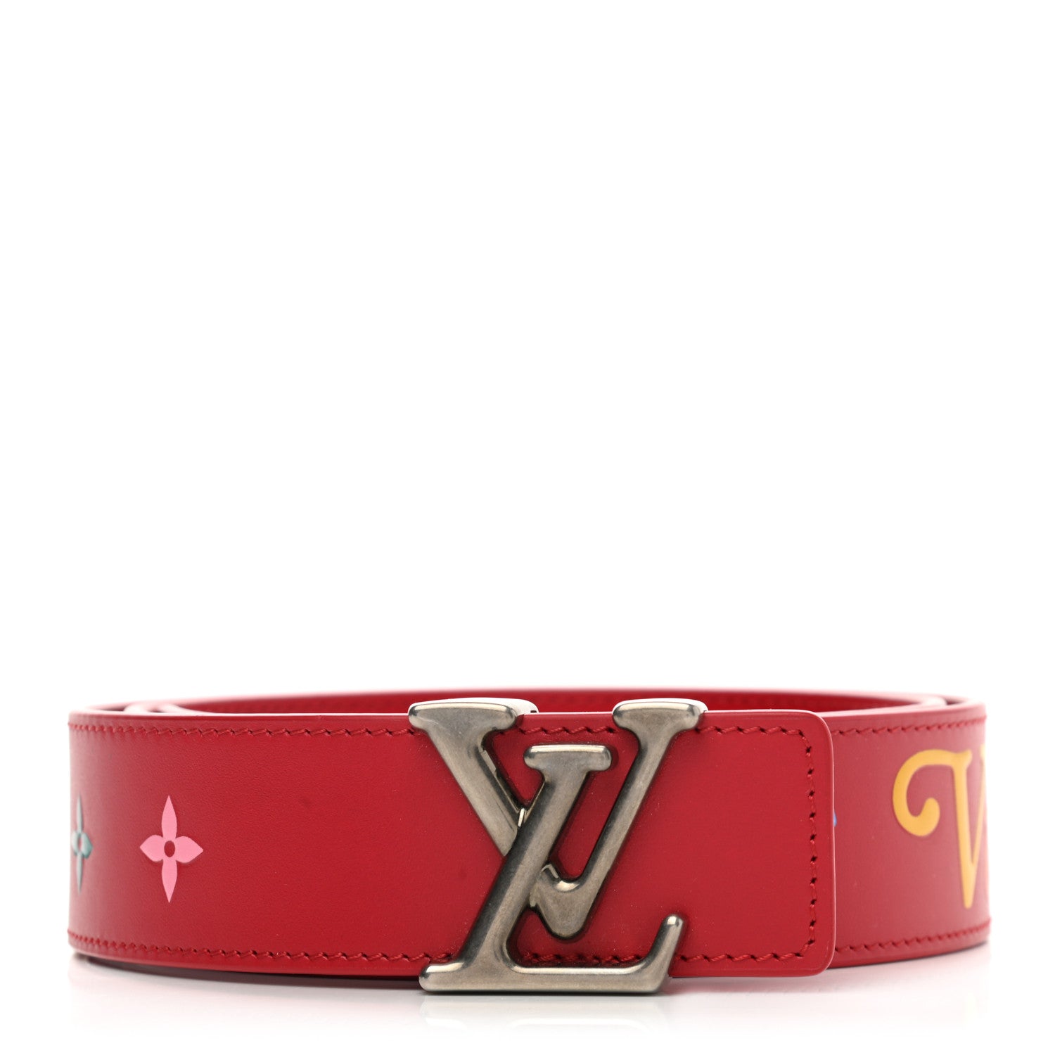 Louis Vuitton Calfskin 35mm LV New Wave Belt 80 32 Red 1 of 8
