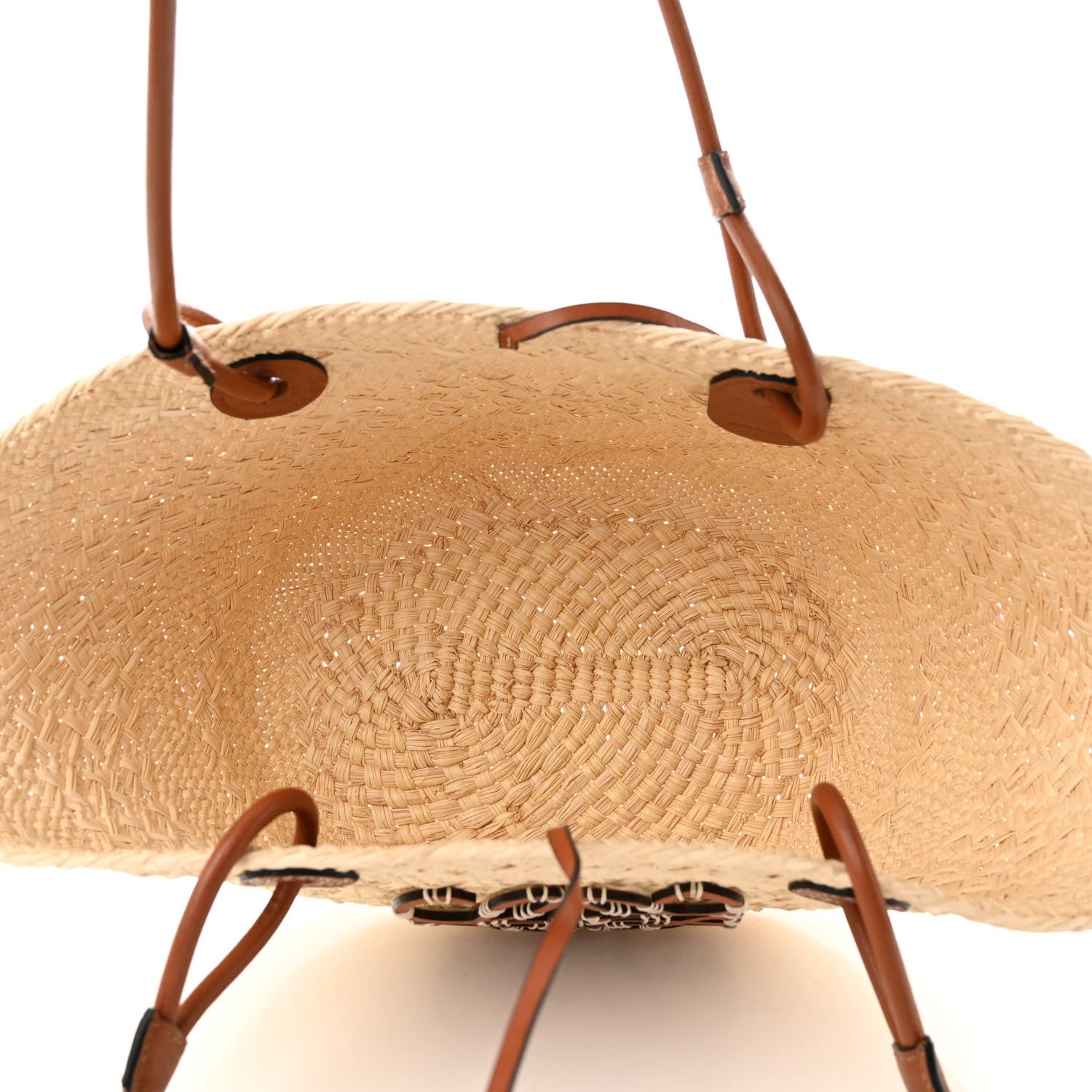 Loewe Calfskin Raffia Small Anagram Basket Tote Bag Natural Tan 5 of 9