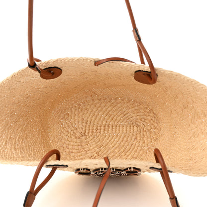 Loewe Calfskin Raffia Small Anagram Basket Tote Bag Natural Tan 5 of 9