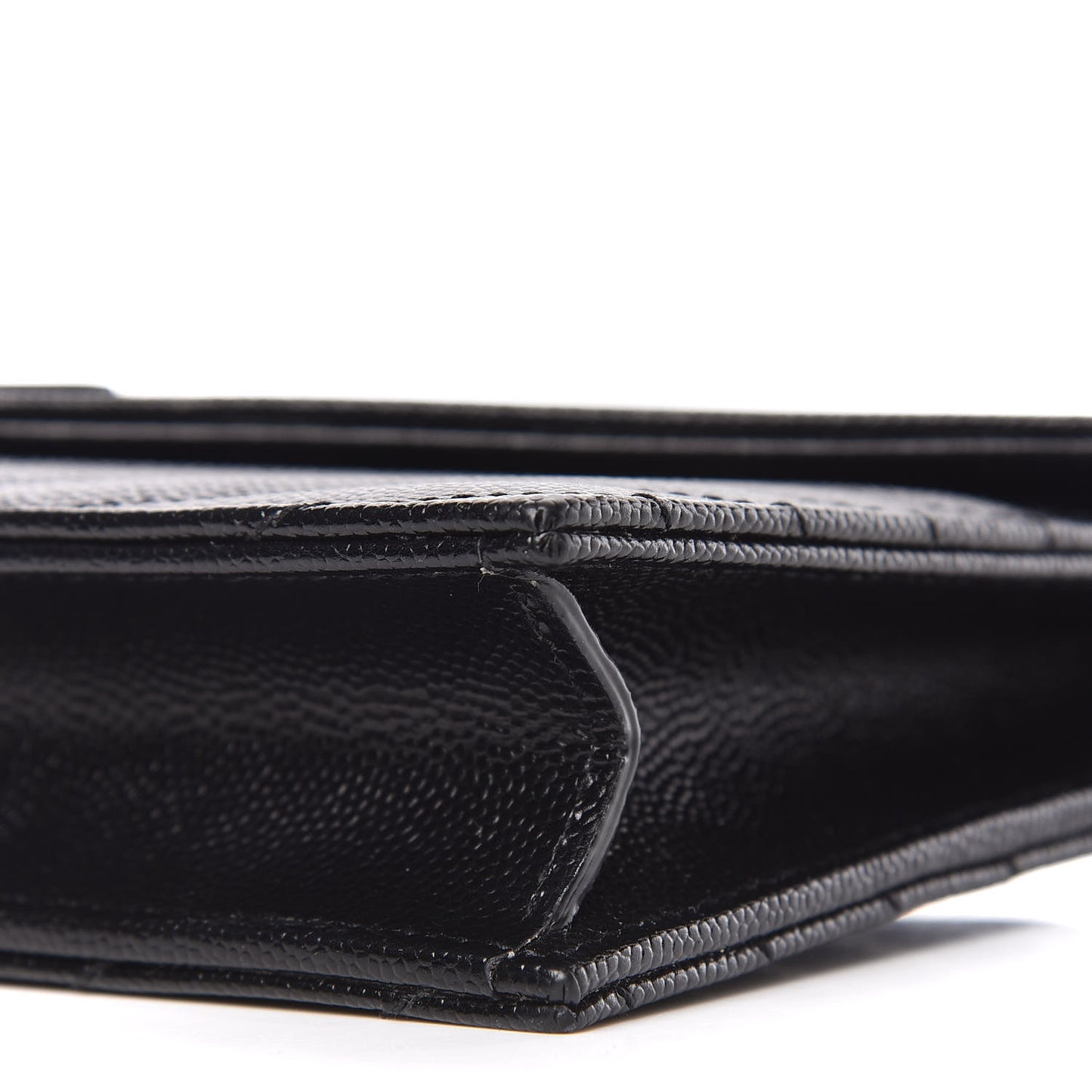Grain De Poudre Matelasse Chevron Monogram Envelope Chain Wallet Black