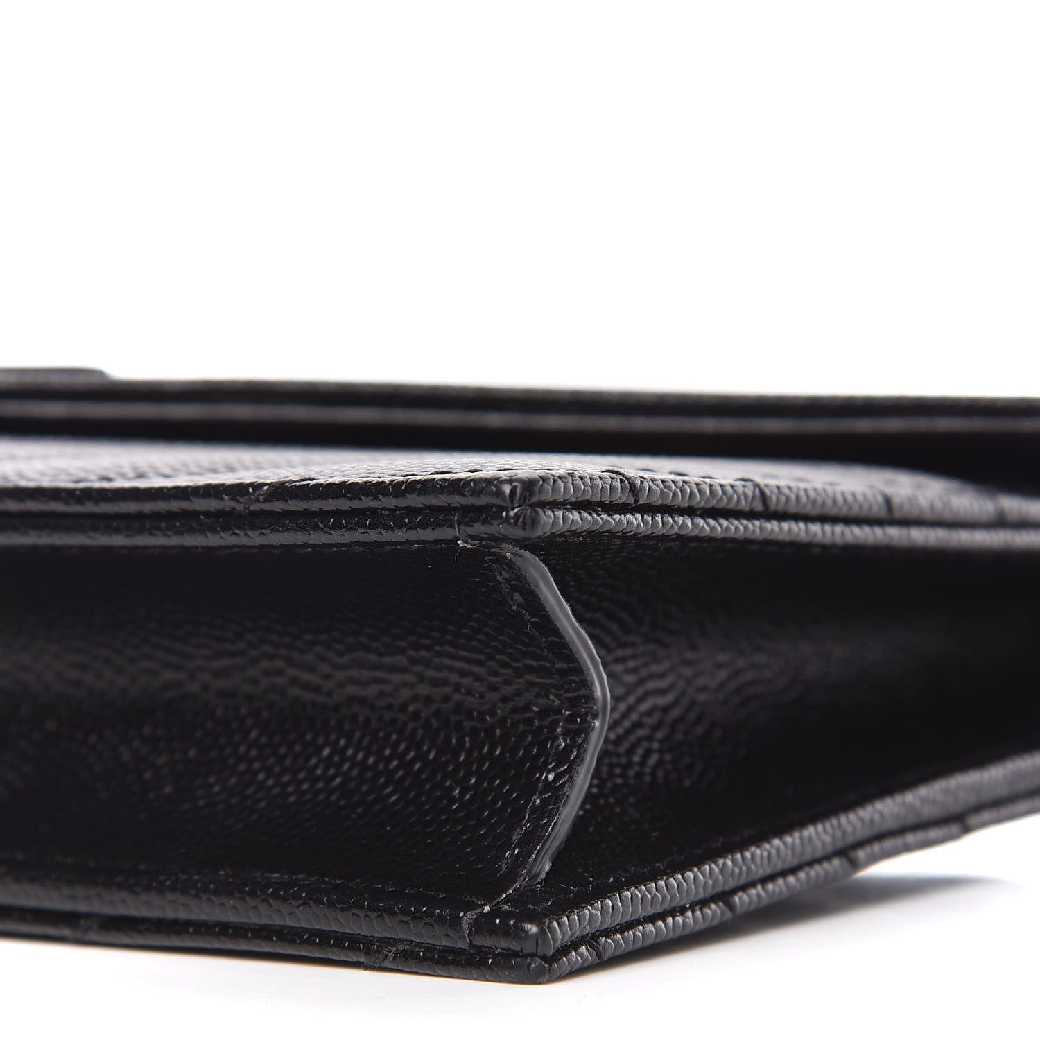 Saint Laurent Grain De Poudre Matelasse Chevron Monogram Envelope Chain Wallet Black 9 of 10