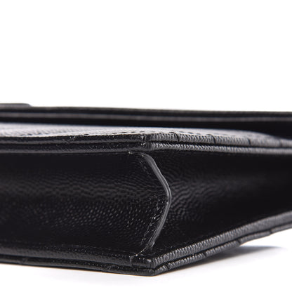 Saint Laurent Grain De Poudre Matelasse Chevron Monogram Envelope Chain Wallet Black 9 of 10