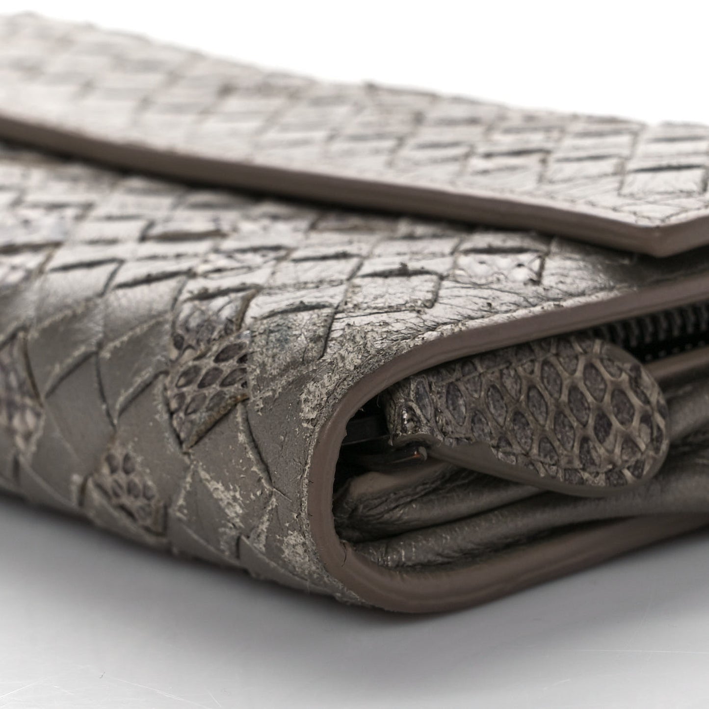 Metallic Nappa Intrecciato Ayers Continental Wallet Petale