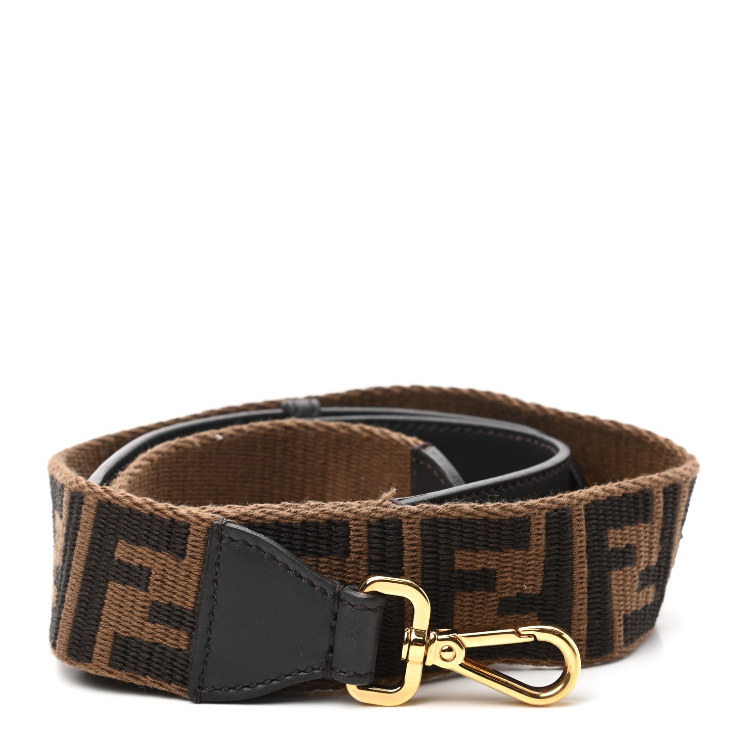 Fendi Ribbon Vitello Century FF 1974 Studded Strap You Fango Marrone Ebano 1 of 4