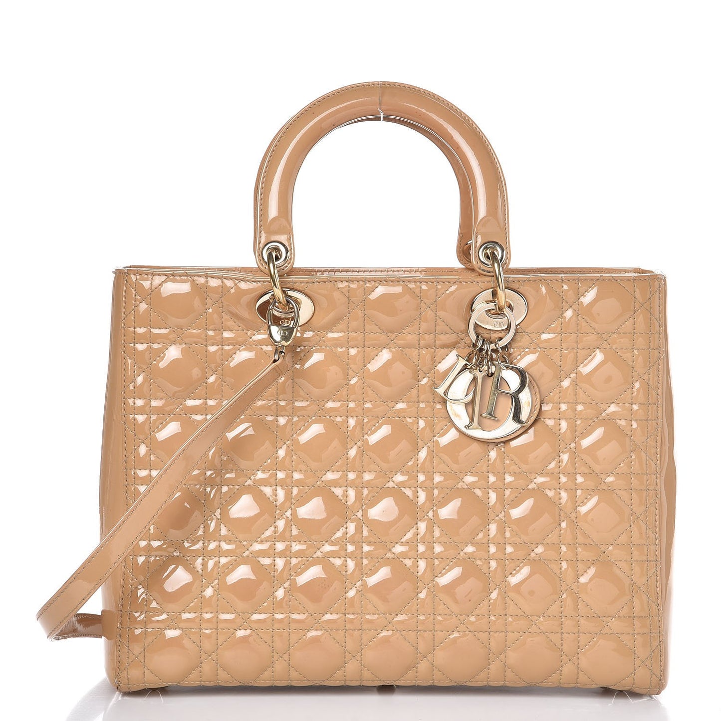 Patent Cannage Large Lady Dior Beige