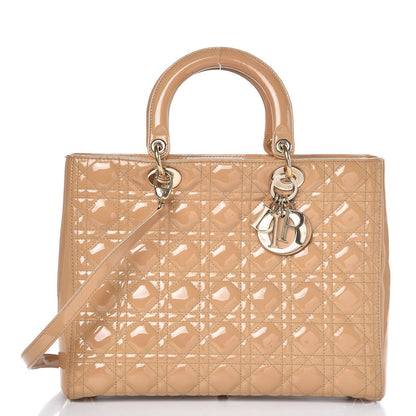 Christian Dior Patent Cannage Large Lady Dior Beige 1 of 20