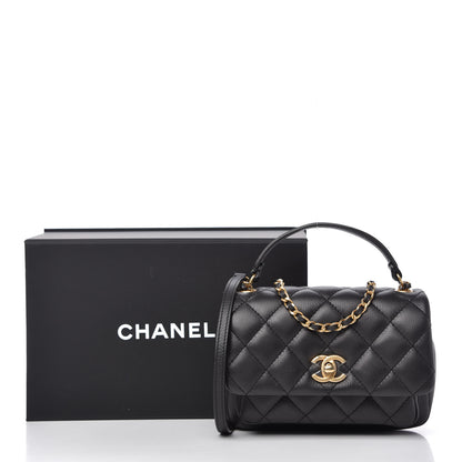 Chanel Calfskin Quilted Top Handle Flap Black 10 of 10