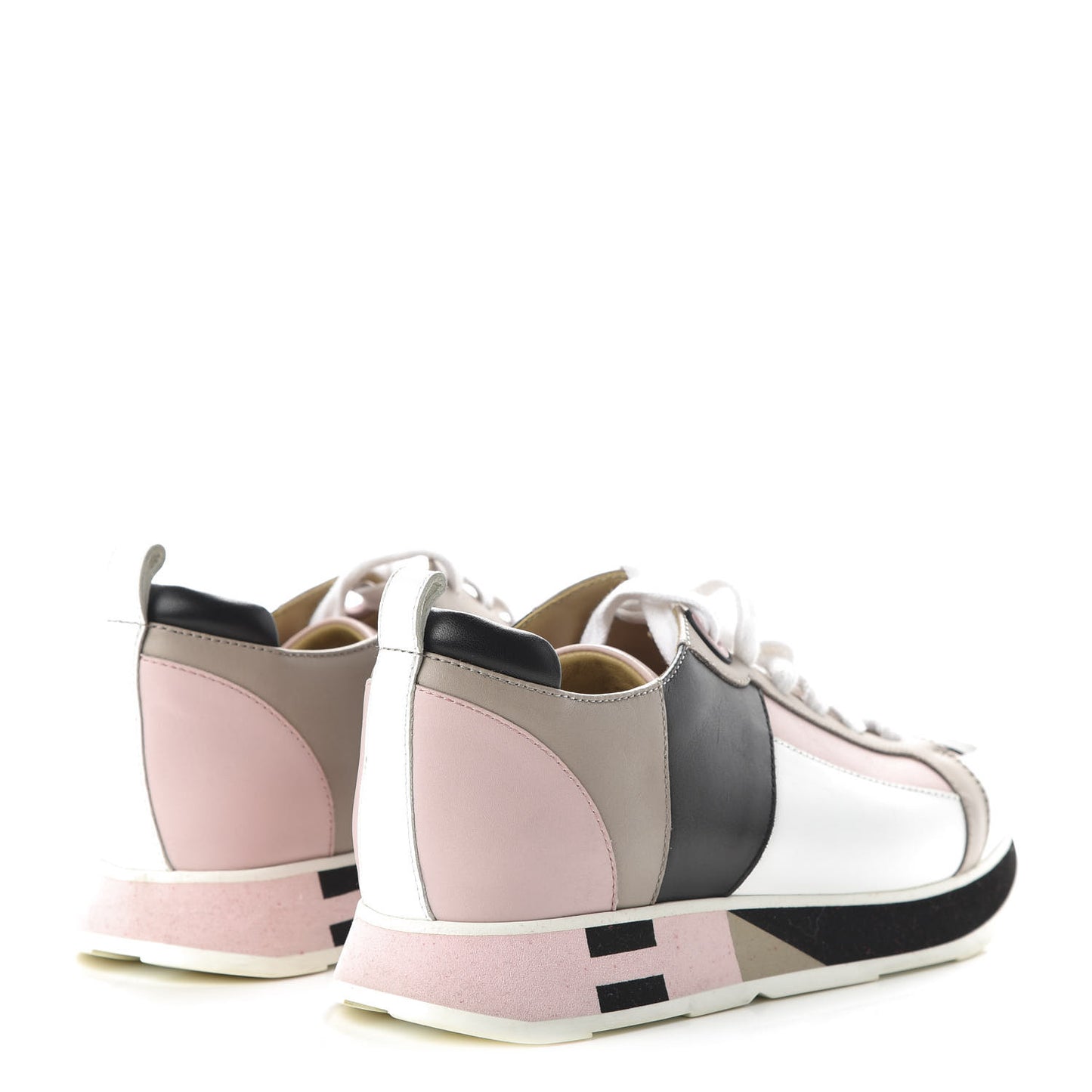Calfskin Rebus Sneakers 36 Rose Aube Black White