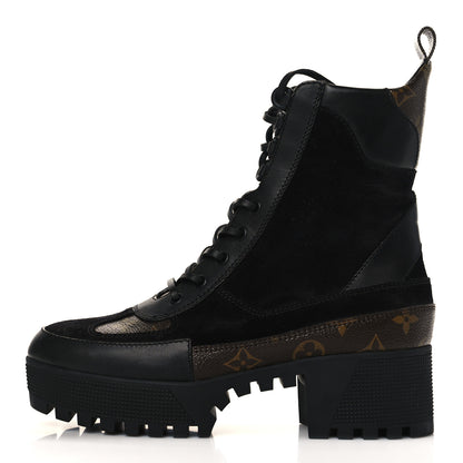 Louis Vuitton Suede Calfskin Monogram Laureate Platform Desert Boots 39 Black 1 of 9