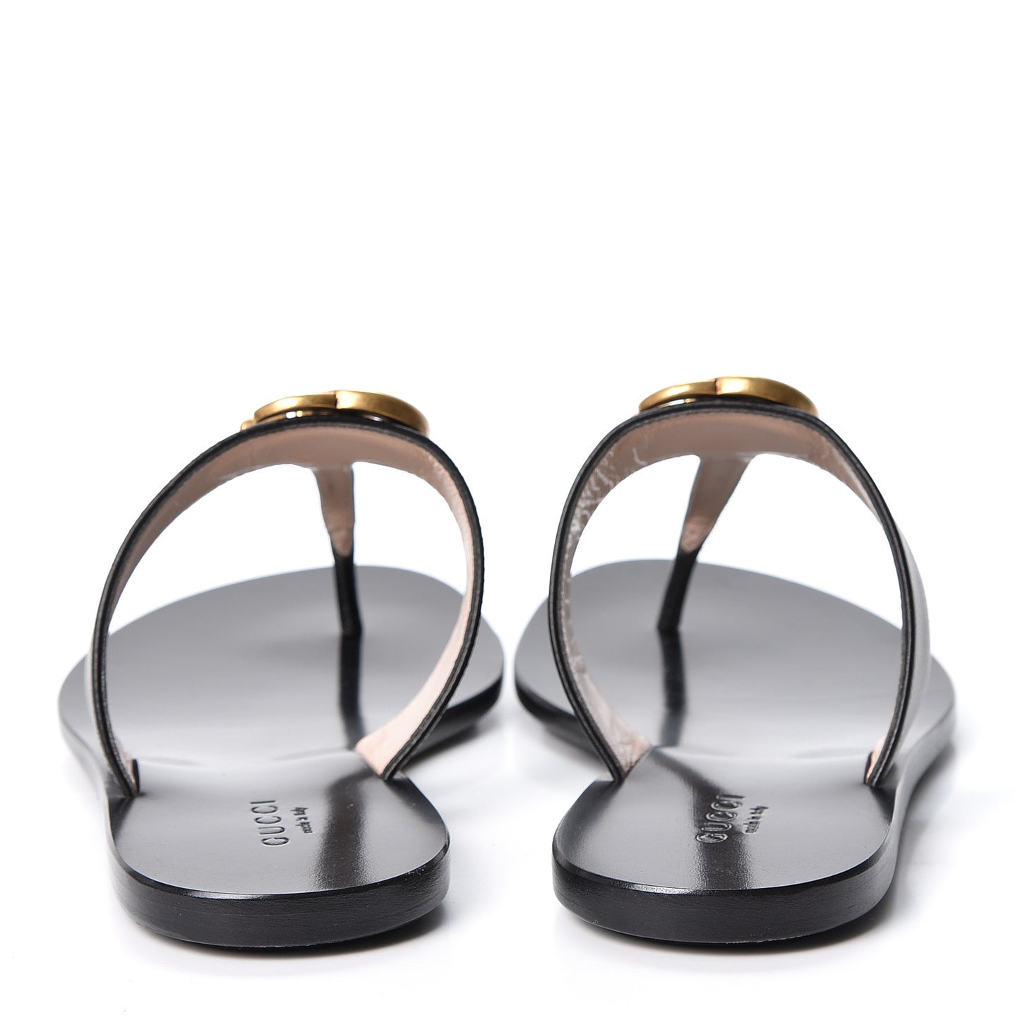 Calfskin Double G Thong Sandals 36 Black