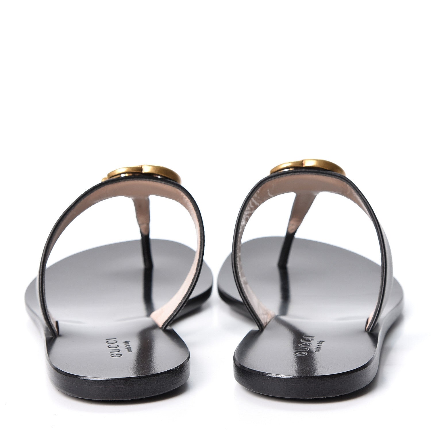 Gucci Calfskin Double G Thong Sandals 36 Black 5 of 10