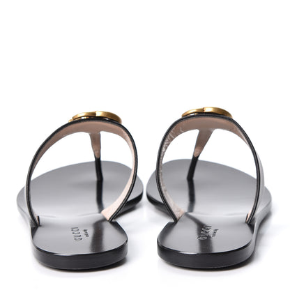 Gucci Calfskin Double G Thong Sandals 36 Black 5 of 10