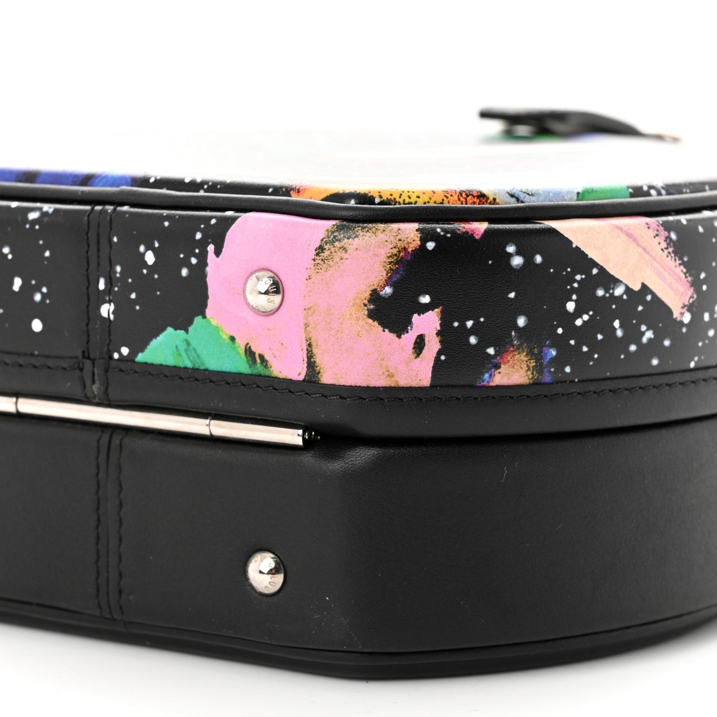 Calfskin Splash Print Petite Boite Chapeau Black