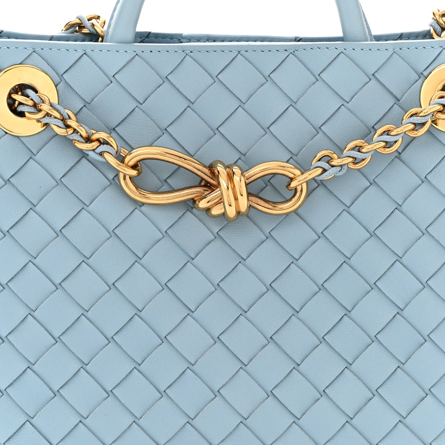 Bottega Veneta 青 アンクレット Bottega Veneta Blue Intrecciato Woven Nappa Leather Small