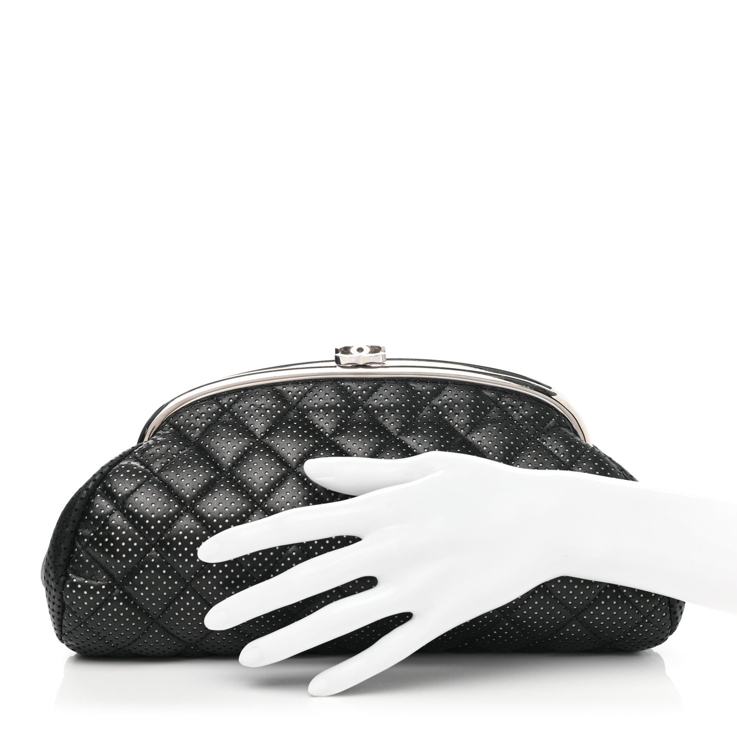 Lambskin Perforated Timeless Clutch Black