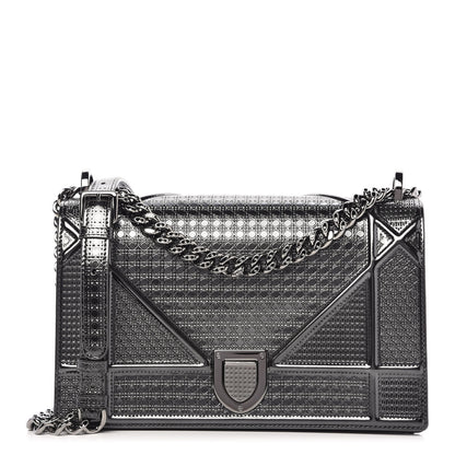 Christian Dior Metallic Patent Micro-Cannage Medium Diorama Flap Bag Onyx Black 1 of 12
