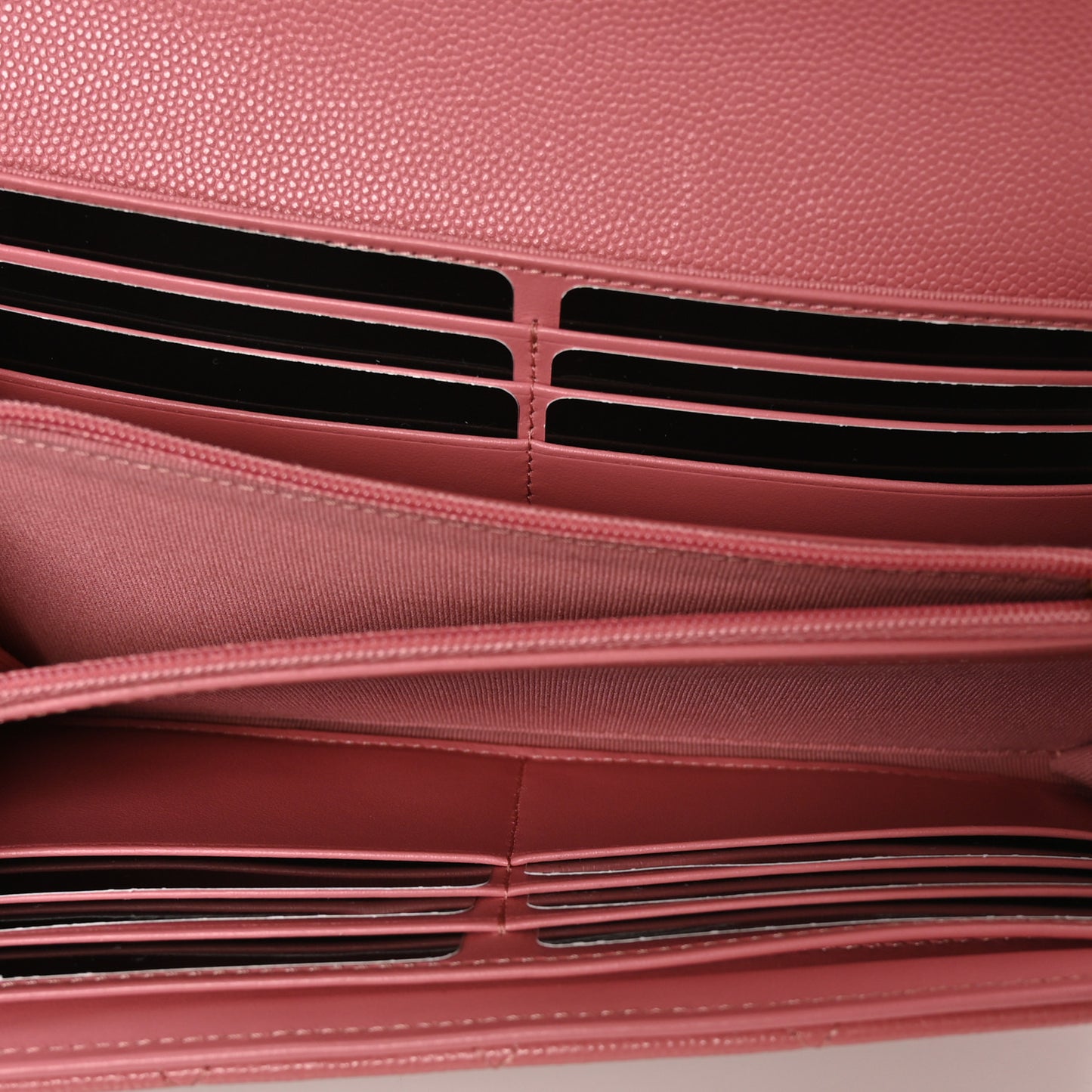 Caviar Quilted Large Gusset Flap Wallet Dark Pink