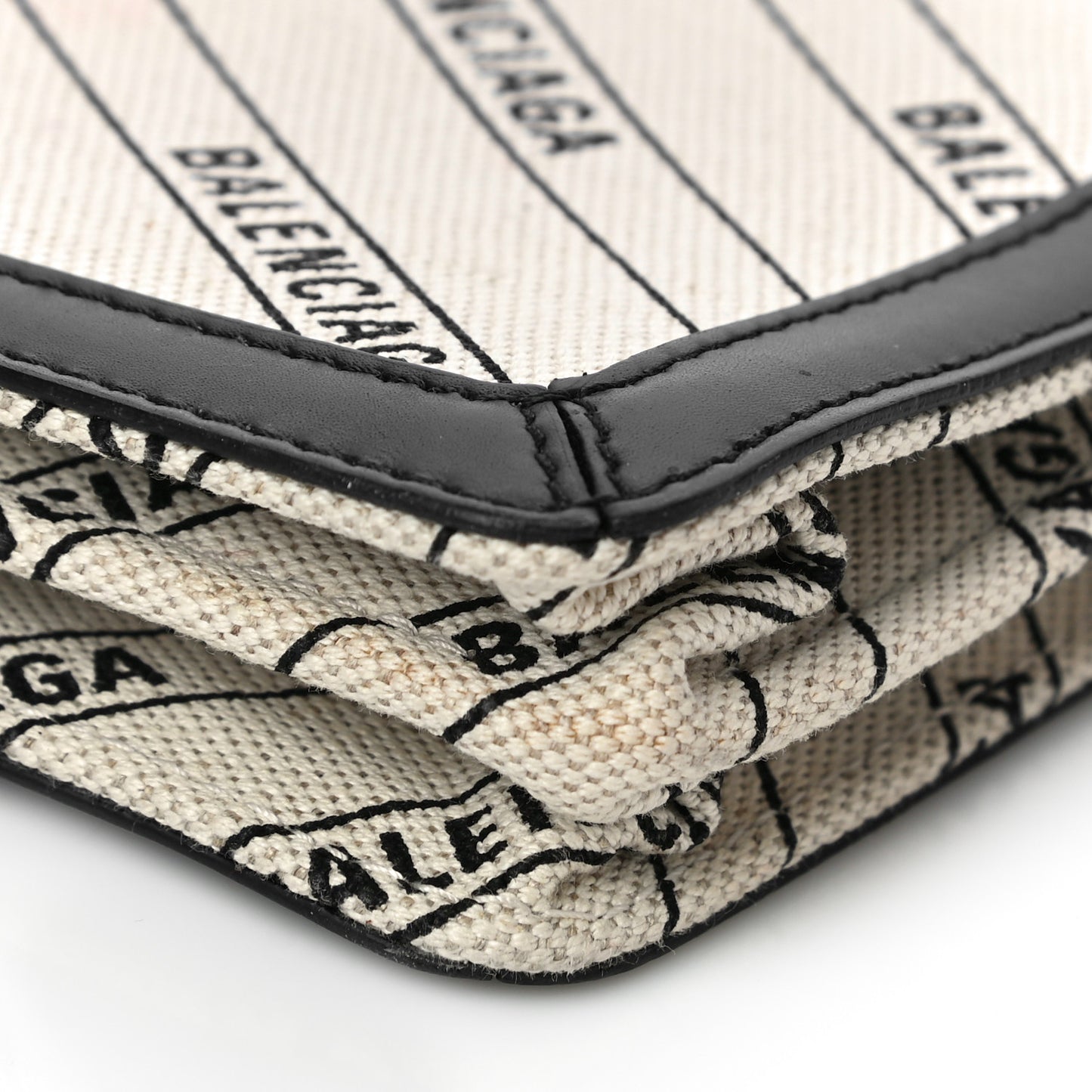 Cotton Canvas Logo Pochette Crossbody Bag Natural Black
