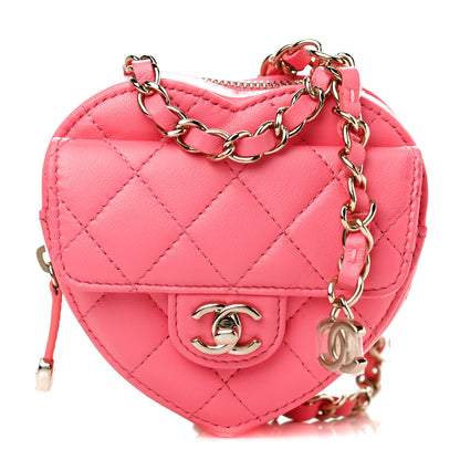 Chanel Lambskin Quilted CC In Love Heart Waist Belt Bag With Chain Pink 1 of 11