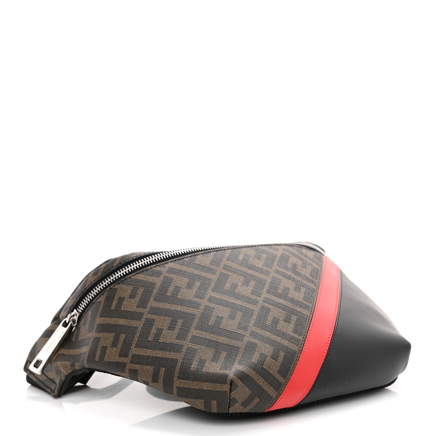 Fendi Glazed Fabric Vitello Liberty FF 1974 Diagonal Belt Bag Tobacco Rosso Black 7 of 15