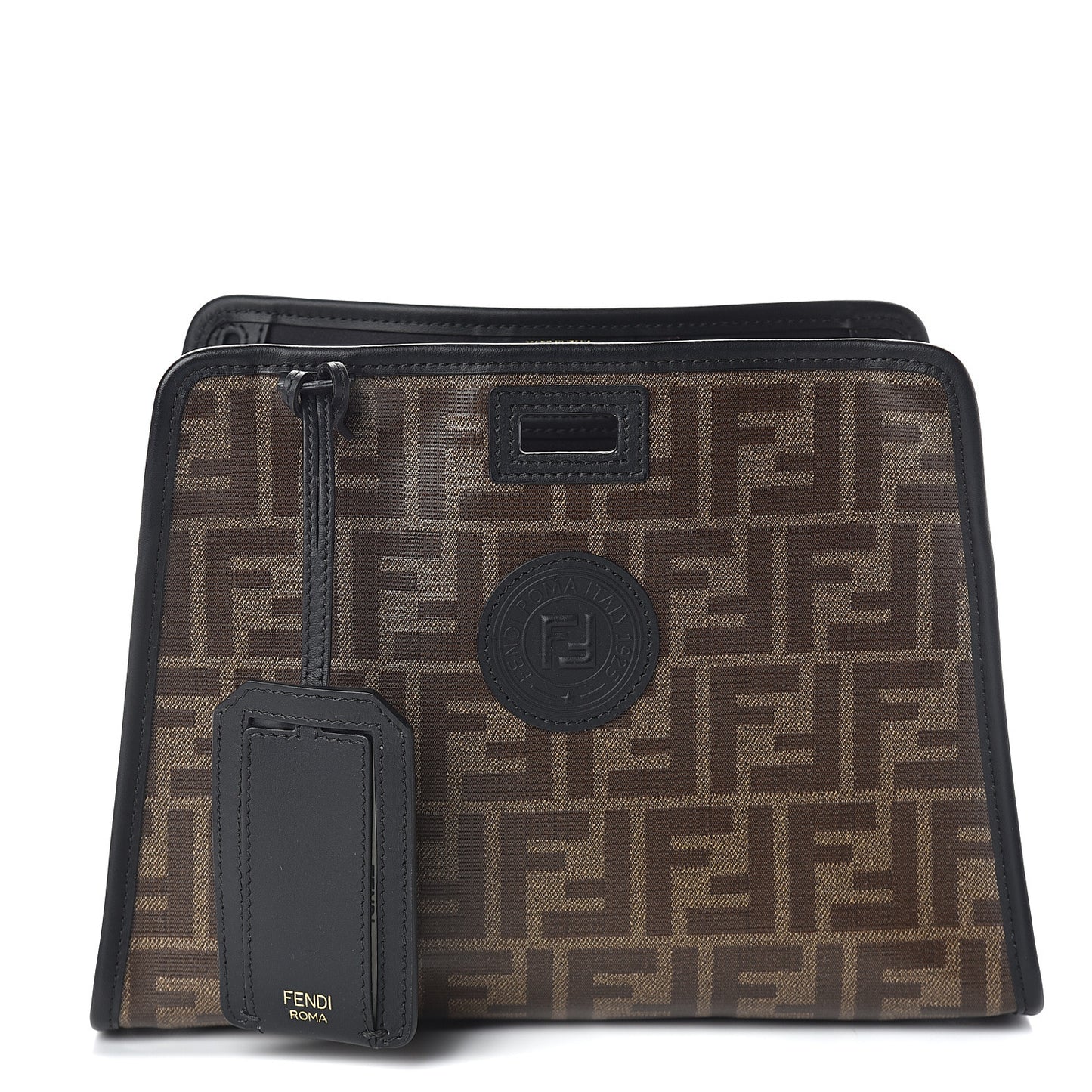 Glazed Fabric Vitello Century FF 1974 Stamp Patch Mini Peekaboo Defender Cover Mogano Panna Black