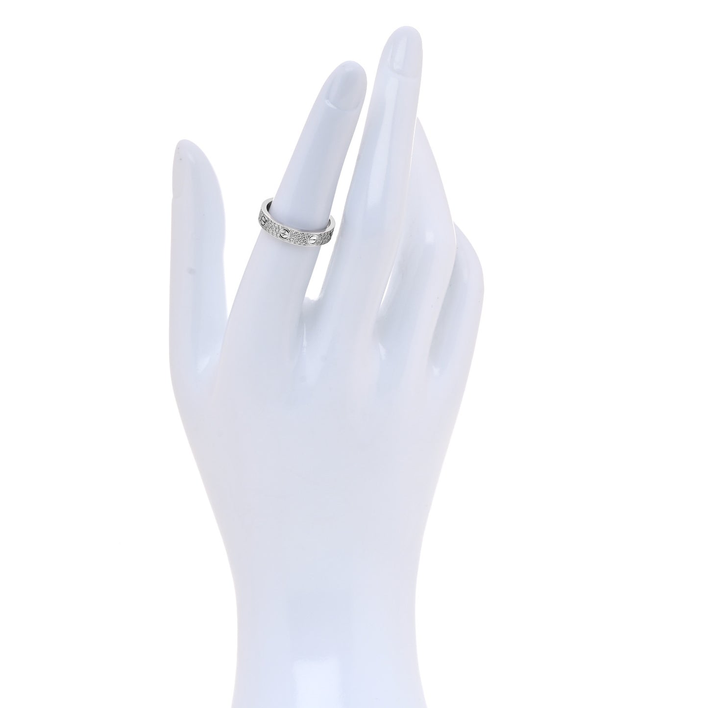 18K White Gold Diamond 4mm LOVE Wedding Paved Band Ring 52 6