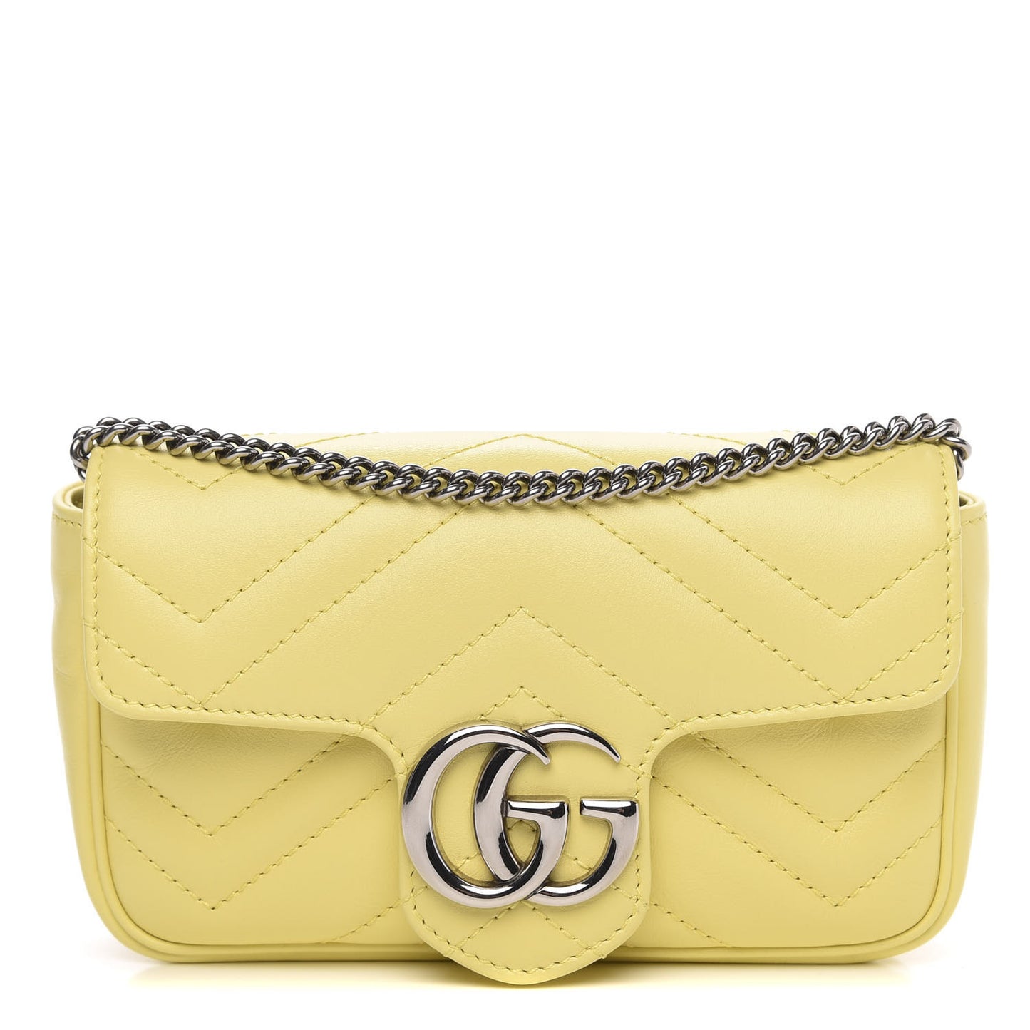 Calfskin Matelasse Super Mini GG Marmont Shoulder Bag Banana