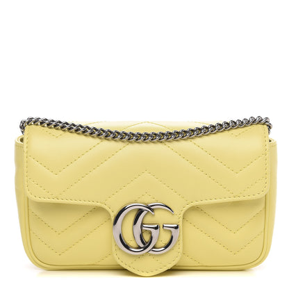 Gucci Calfskin Matelasse Super Mini GG Marmont Shoulder Bag Banana 1 of 10