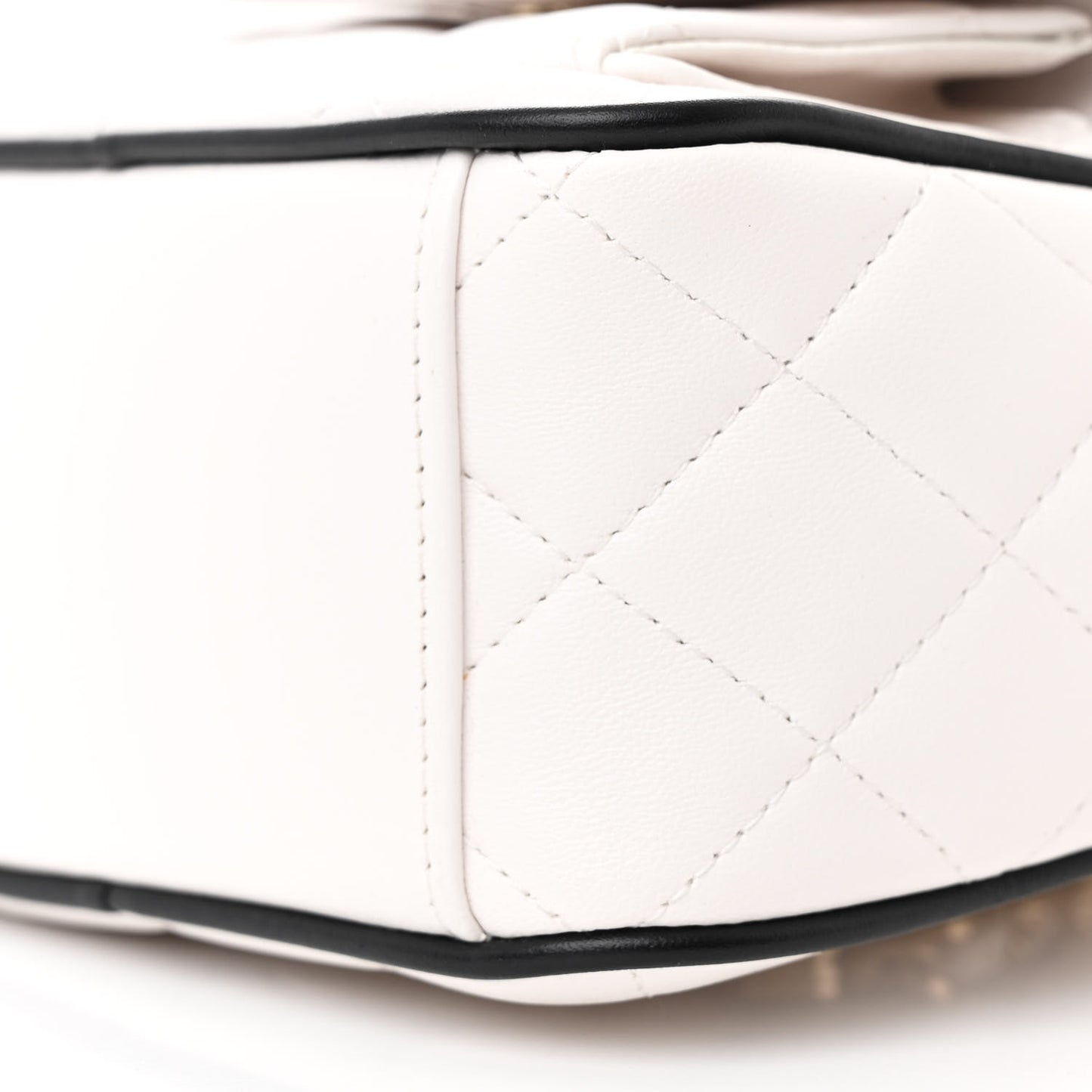 Lambskin Quilted Mini Backpack White Black